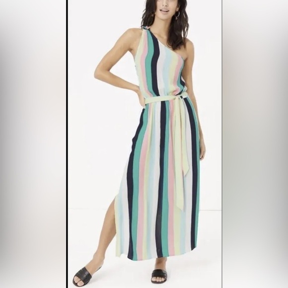 6. MARKS & SPENCER Pink Mix One Shoulder Maxi Dress Size US 6 - Picture 1 of 8